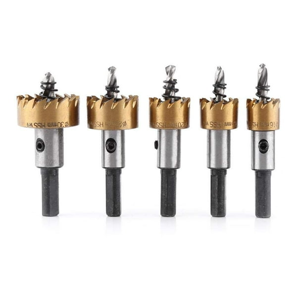 5Pcs HSS Hole Saw Kit Drill Bit Set Stainless Steel Metal Cutter Tool 16-30mm 5Pcs HSS Hole Saw Kit Drill Bit Set Stainless Steel Metal Cutter Tool 16-30mm